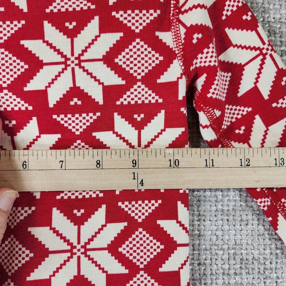 Hanna Andersson Organic Cotton Snowflake Pajama‎ Set Youth 6-7 Red Stretch Knit